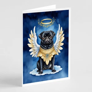 Black Pug My Angel Greeting Cards and Envelopes Pack of 8 DAC7063GCA7P - Picture 1 of 3