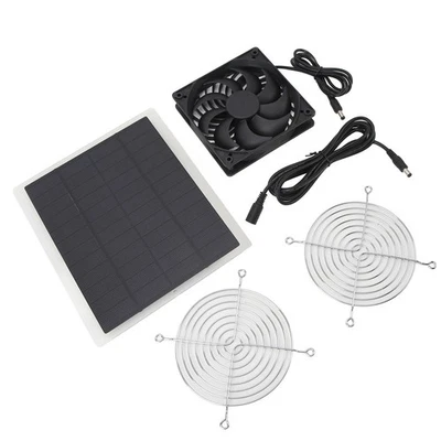 Solar Panel Fan 10W Abluftventilator Dual Layer Metal Shell Coated Panel Long - Bild 1 von 4