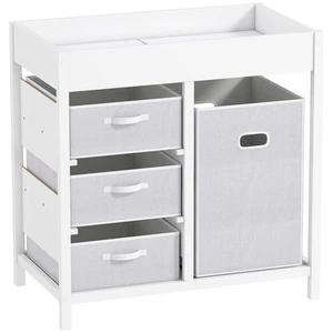 Baby Changing Table Padded Mat Storage Drawers Organiser Nursery Station White - Picture 1 of 12