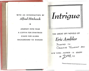 Intrigue Great Spy Novels of Eric Ambler Hardcover 1952 Vintage - Picture 1 of 4