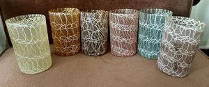 1950’s Retro Colour Craft Glass Spaghetti String 6oz. Juice Glasses - Set of 6 - Picture 1 of 5