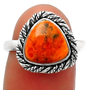 Natural Red Sponge Coral 925 Sterling Silver Ring s.8.5 Jewelry R-1013 - Picture 1 of 5