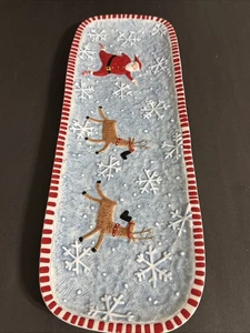 Piatto vassoio formaggio cracker renna Babbo Natale fiocco di neve ceramica Depart 56 - Foto 1 di 8