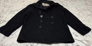 Schott NYC U.S.740N Pea Coat Classic Durable Wool Jacket Black Size 38 - Picture 1 of 24