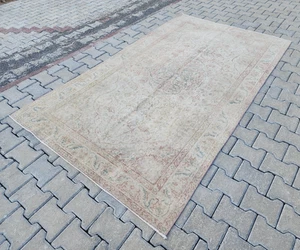 Turkish 5x8 Rug Red Oriental Neutral, Gift Rugs For Entryway, Handmade Wool Rug - Picture 1 of 11