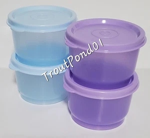 TUPPERWARE Snack Cups Set of 4 Lunch Box 4 oz Bowls Ice Blue Lilac Purple New C - Picture 1 of 7