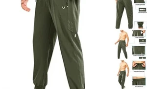 Men's Athletic Running Pants Lightweight Workout Joggers Quick Dry Gym - Picture 1 of 7