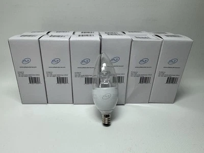 PLT LED Candle Bulb 4.5W 4000K E12 Base 120V 325LM Dimmable Clear 12-Pack New - Image 1 of 4