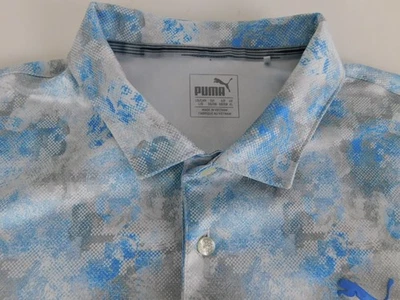 Camisa polo de golf Puma para hombre manga corta gris azul ligera grande Foto 1 de 4