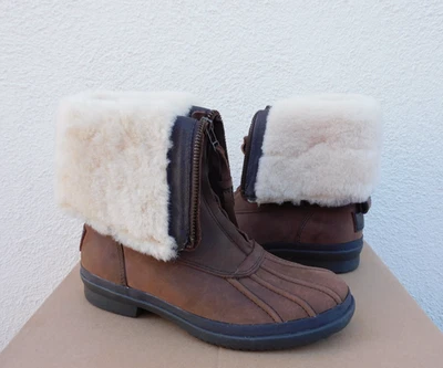 Botas de pato impermeables de cuero/lana UGG ARQUETTE STOUT, MUJER US 6/ EUR 37 ~ NUEVAS EN CAJA Foto 1 de 4