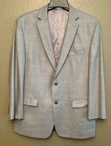Calvin Klein Men's 42R Blazer Beige Windowpane Sport Coat Jacket Wool Silk - Picture 1 of 18