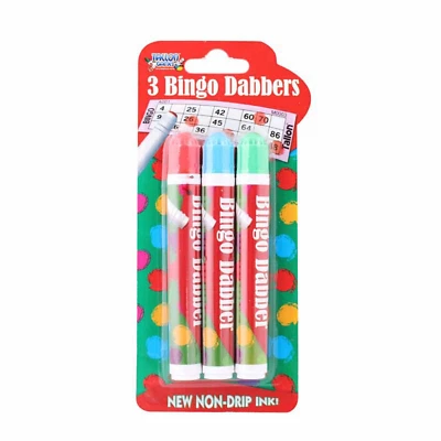 3PK Non-Drip Bingo Dabbers Red Blue Green Markers Game Fun Activity Blotter Pen - Image 1 of 4