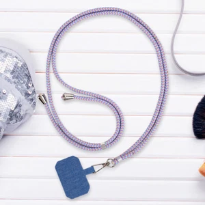 F# Universal Mobile Phone Lanyard Cellphone Strap (Violet + Sky Blue Card) - Zdjęcie 1 z 4