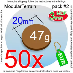 50x 3mm MDF 20mm Round Base Socle Rond War Hammer 40k Infinity Age Of Sigmar - Imagen 1 de 7