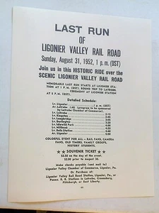 Póster publicitario Ligonier Valley Railroad 1952 última carrera viaje histórico a Latrobe Pa NUEVO - Imagen 1 de 2