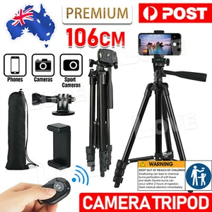 Professional Camera Tripod Stand Mount Remote + Phone Holder for iPhone Samsung - Picture 1 of 11