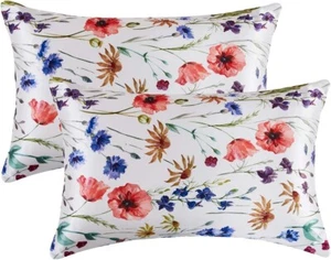 Floral 20X30'' Queen Size Pillowcase Silky Satin With Envelope Closure ,Flower#3 - Picture 1 of 6