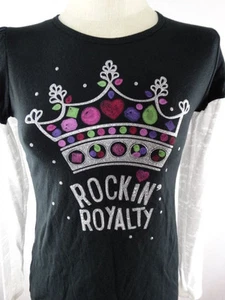 Camiseta Hanes Favorite Niñas Crew Manga Larga Top Rockin Royalty Negra Talla L 10/12 - Imagen 1 de 1