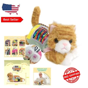 Adorable Cat Fidget Blanket for Dementia & Alzheimer’s - Stress Relief Gift - Picture 1 of 9