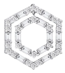 18CT HALLMARKED WHITE GOLD 0.56 CTS DIAMOND DOUBLE HEXAGON PENDANT - Picture 1 of 3
