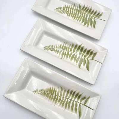 Pottery Barn папоротник закуска сервировочный лоток керамические 14,25» тарелки тарелки комплект/3 - Изображение 1 из 4