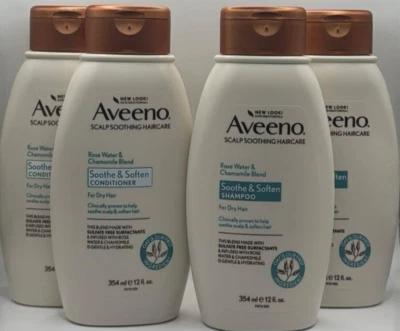 4PK Aveeno Scalp Soothing & Soften Shampoo & Conditioner SET ~ 12 FL OZ EACH - Image 1 of 2