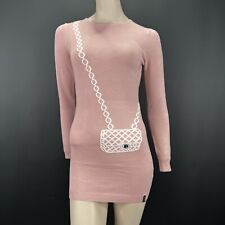 Koucla Jumper Dress 8-10 Womens Pink Knit White Crossbody Bag Print