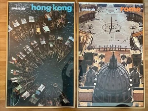 Vintage SwissAir professionell gerahmtes Poster LOT Rom Hong Kong gerster frei - Bild 1 von 12