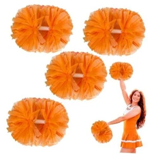 4 Pcs Metallic Cheerleading Pom Poms, 12Inch Cheerleader Pompoms with Orange - Picture 1 of 7