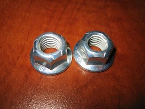 Two (2) HEX FLANGE LOCK NUT M10 X 1.5 ZINC PLATED STEEL 15mm wrench size - Picture 1 of 4