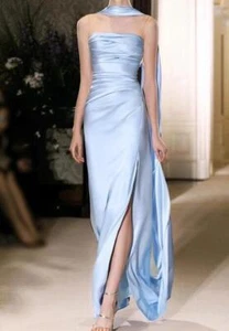 Women Off Shoulder Asymmetrical Hem slit Gown Wedding Long Evening Dresses size - Picture 1 of 6