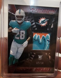 2023 Panini Black Devon Achane Rookie Patch 7/10 Rookie Influx