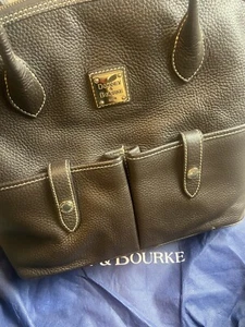 Vintage Dooney & Bourke Brown Pebbled All-Weather Leather Shoulder Bag - Picture 1 of 9