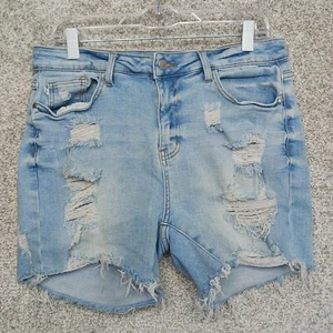 Judy Blue Los Angeles Shorts Womens 1XL Bermuda Raw Hem Distressed Rock Metal - Picture 1 of 8