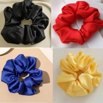 FOR WOMEN EXTRA LARGE Silky Satin Women Girls Scrunchies School Strong Thick Bobbles