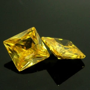 Natural Ceylon Yellow Sapphire Certified 3.00 MM Princess Cut Pair AAA+ Gemstone - Picture 1 of 5