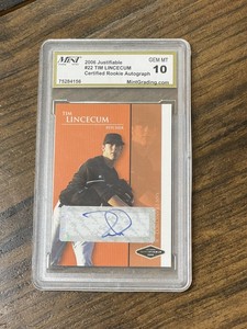 2006 Justifiable Tim Lincecum Certified Auto Rookie RC • #JF-22 • GEM MINT 10