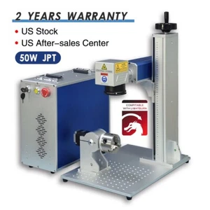 US 50W Fiber Laser JPT laser engraver with rotary Laser Marking Machine 175Lens  - Picture 1 of 12
