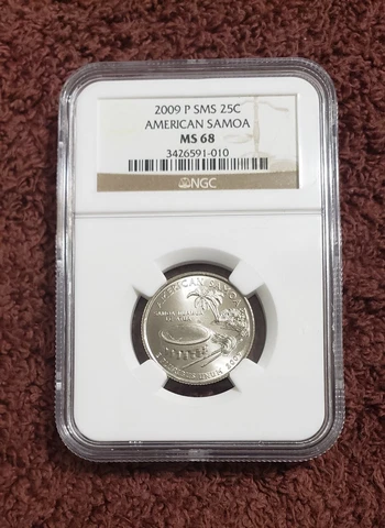 2009 P SMS 25C AMERICAN SAMOA Quarter NGC MS 68 by NGC! Cover