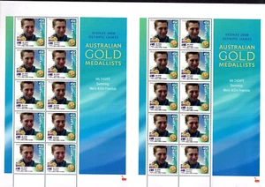 Ian Thorpe Swimming GOLD MEDAL Australia 2000 Olympics SYDNEY UNCUT BLOCK 20 WA - Picture 1 of 2