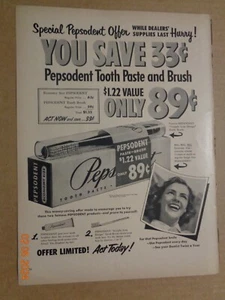 Vintage Print Ad -1951 for Pepsodent Toothpaste and Aquamarine Deodorant - Picture 1 of 2