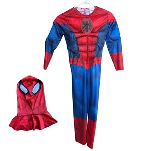 Marvel Spiderman Kids Boys 2 Piece Set Jumpsuit Mask Halloween Cosplay Costume M - Picture 1 of 9
