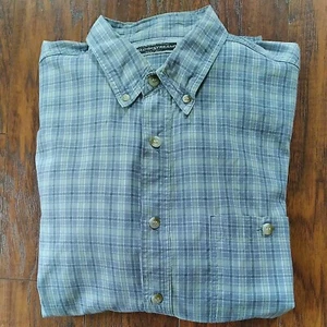 Camisa para hombre Field and Stream de manga corta con botones azul, verde algodón grande - Imagen 1 de 7