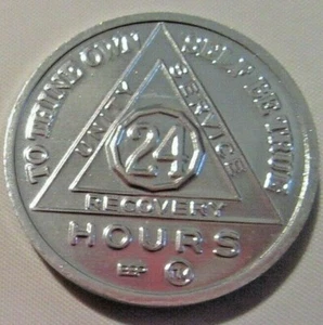 MAGNET Aluminum Alcoholics Anonymous 24 hour AA Medallion Coin Token Chip - Picture 1 of 5