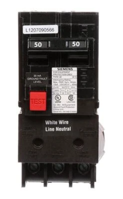 QE250 - Siemens - 50 Amp GFEP Circuit Breaker - Image 1 of 4