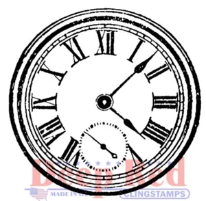 Deep Red Stamps Roman Clock Rubber Cling Stamp - Picture 1 of 3