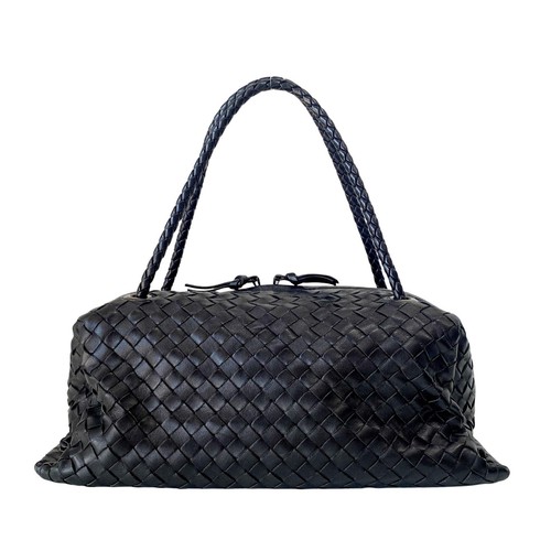 BOTTEGA VENETA Borsa da bowling in pelle nera intrecciata