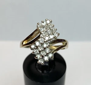 Estate 14k Multi-Tone Gold Natural Round Diamond 0.5 CT Cluster Ring - Picture 1 of 6
