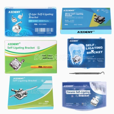 AZDENT Dental Self-Ligating Bracket Buccal Tube MBT Roth 0.022 Hooks 345/Tool - Image 1 of 4