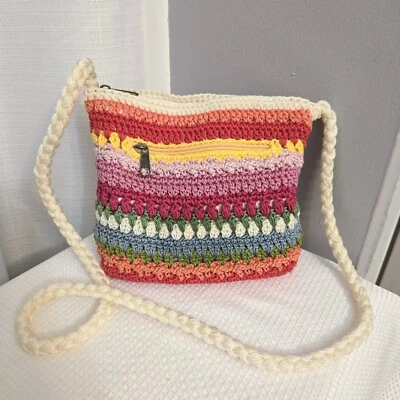 Croft & Barrow Crochet Cartera Arco Iris Bolso Bandolera Trenzado Correa Bolso Boho Foto 1 de 4